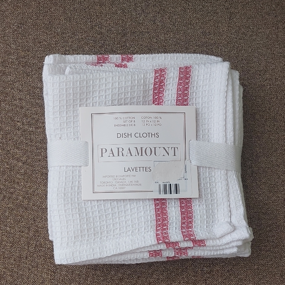 Paramount White and Red Dish Cloths
